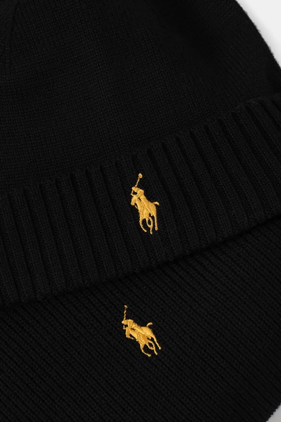Polo Ralph Lauren wool beanie and scarf black 710951146