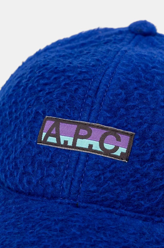 Čepice s vlněnou směsí A.P.C. casquette charlie polaire modrá PSAKA.M24146