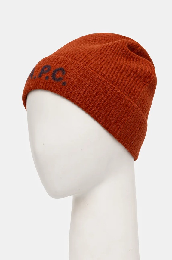 A.P.C. czapka wełniana bonnet harry WVBDK.M25085 brązowy AW24