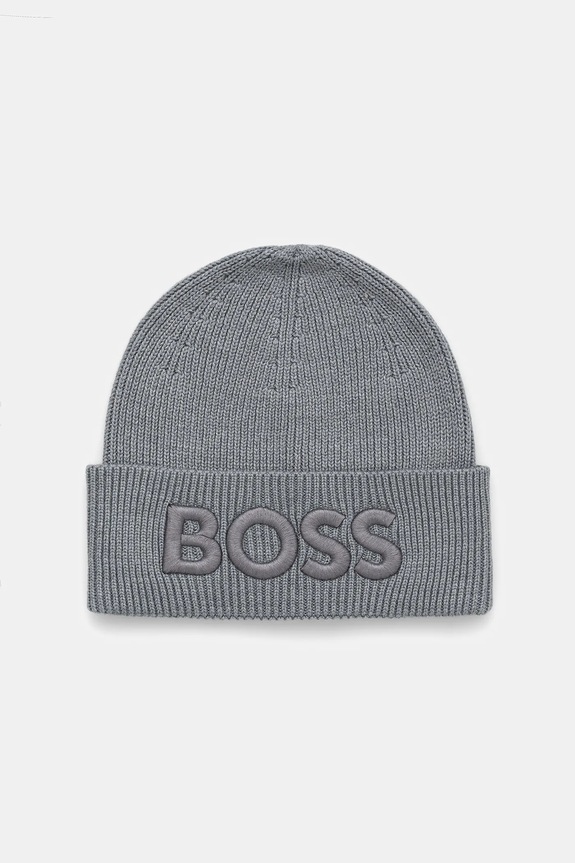 Vlnená čiapka BOSS Orange Afox_R vlna sivá 50522449