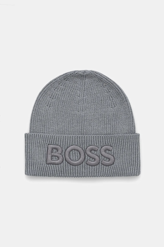 Vlnená čiapka BOSS Orange Afox_R vlna sivá 50522449