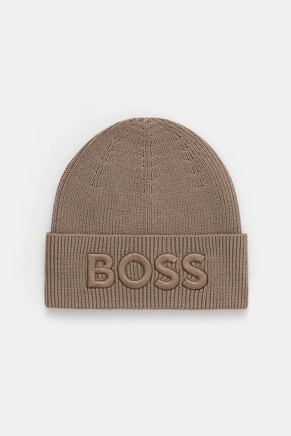 BOSS Orange czapka wełniana Afox_R wełna brązowy 50522449