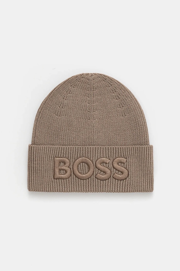 BOSS Orange czapka wełniana Afox_R wełna brązowy 50522449