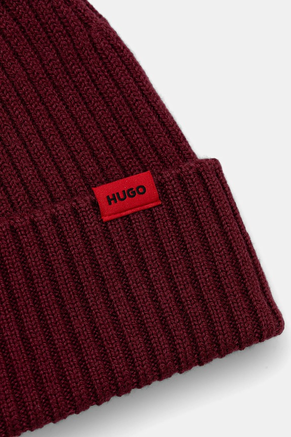 Vlnená čiapka HUGO Xola 50524570 burgundské AW25