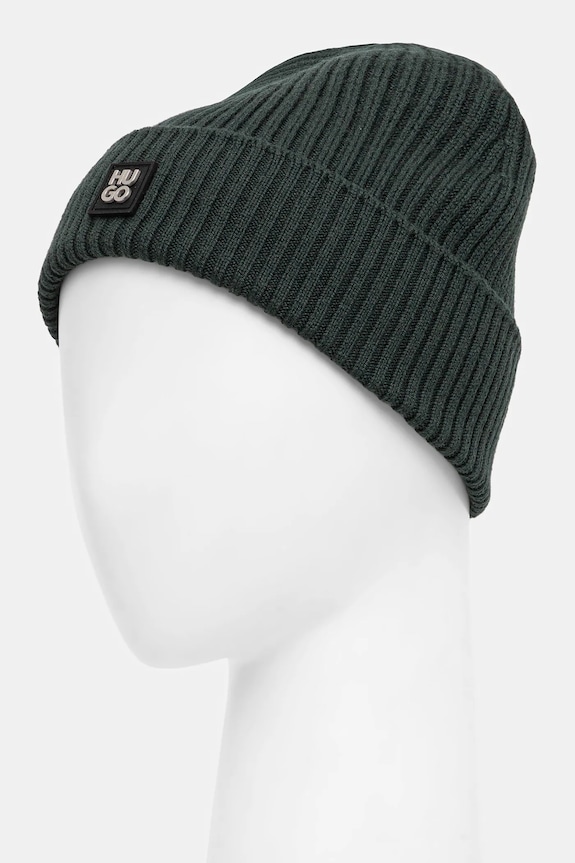 Vlnená čiapka HUGO Xola_Metal 50527250 zelená AW25