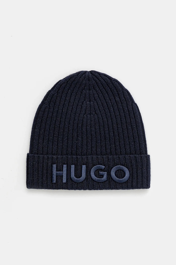 Vlnená čiapka HUGO Unisex-X565-7 vlna tmavomodrá 50527804