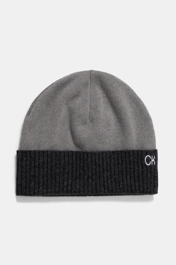 Kapa i šal s dodatkom vune Calvin Klein K50K512390 siva AW24
