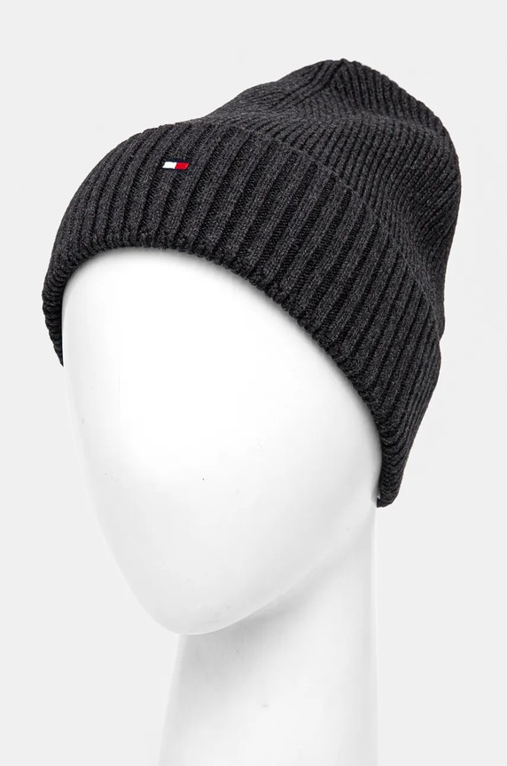 Tommy Hilfiger czapka z domieszką kaszmiru AM0AM12796 szary NC25