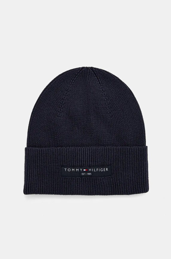 Βαμβακερό σκουφάκι Tommy Hilfiger απλικέ σκούρο μπλε AM0AM12797