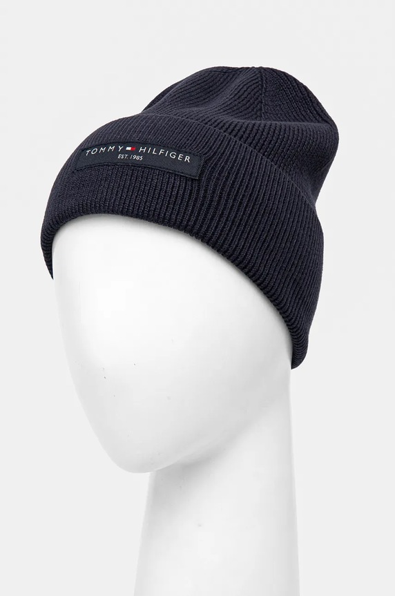 Βαμβακερό σκουφάκι Tommy Hilfiger AM0AM12797 σκούρο μπλε AW24