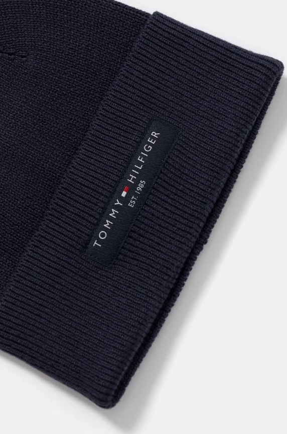 Tommy Hilfiger caciula si fular din bumbac bleumarin AM0AM13132