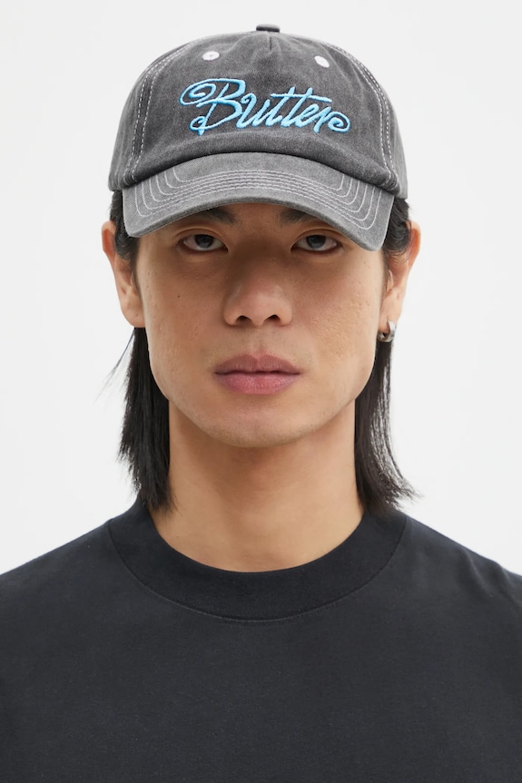Butter Goods berretto da baseball in cotone Jive Pinch Front Cap applique nero BG243803