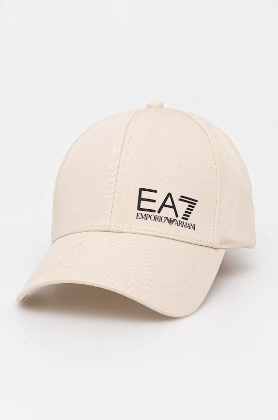 Bavlněná baseballová čepice EA7 Emporio Armani bavlna béžová AF11989.7X000005.M1013