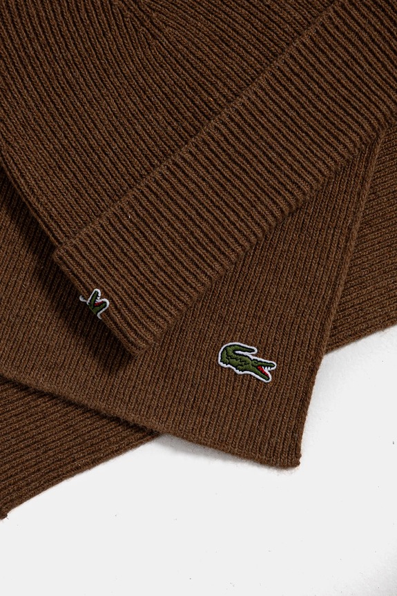 Lacoste czapka i szalik wełniany RB5385 brązowy
