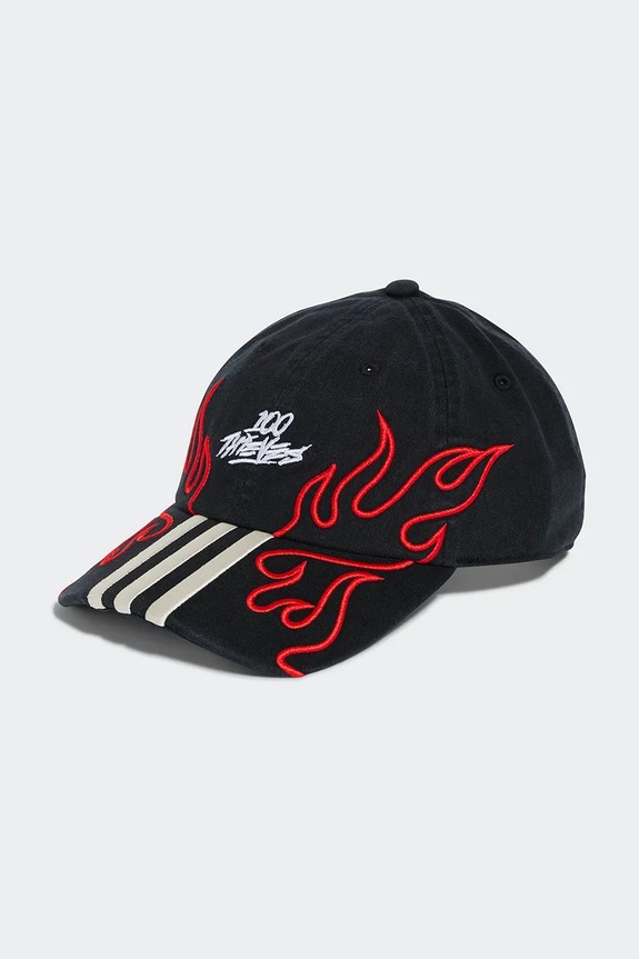 adidas Originals cotton baseball cap 100 Thieves Cap applique black JE0319