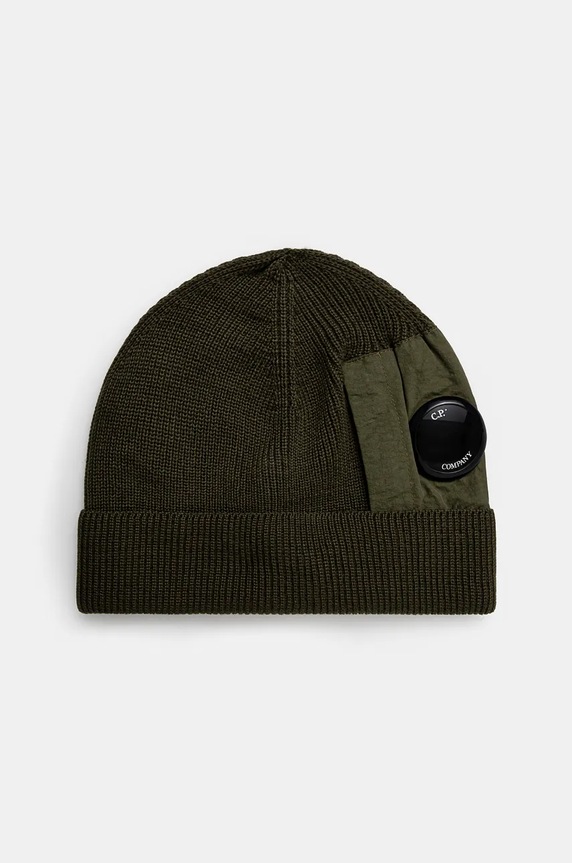 Вовняна шапка C.P. Company Knit Cap вовна зелений 17CMAC297A005509A