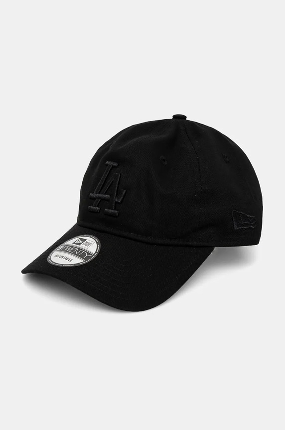 Βαμβακερό καπέλο του μπέιζμπολ New Era LEAGUE ESSENTIAL 9TWENTY® LOS ANGELES DODGERS LEAGUE ESSENTIAL 9FORTY® απλικέ μαύρο 60471467