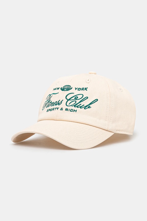 Sporty & Rich cotton baseball cap Fitness World applique beige AC040516166CR01