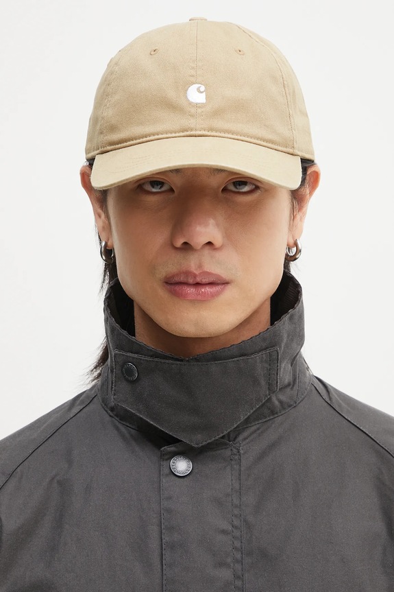 Bavlněná baseballová čepice Carhartt WIP Madison Logo Cap nášivka hnědá I023750.1Q5XX