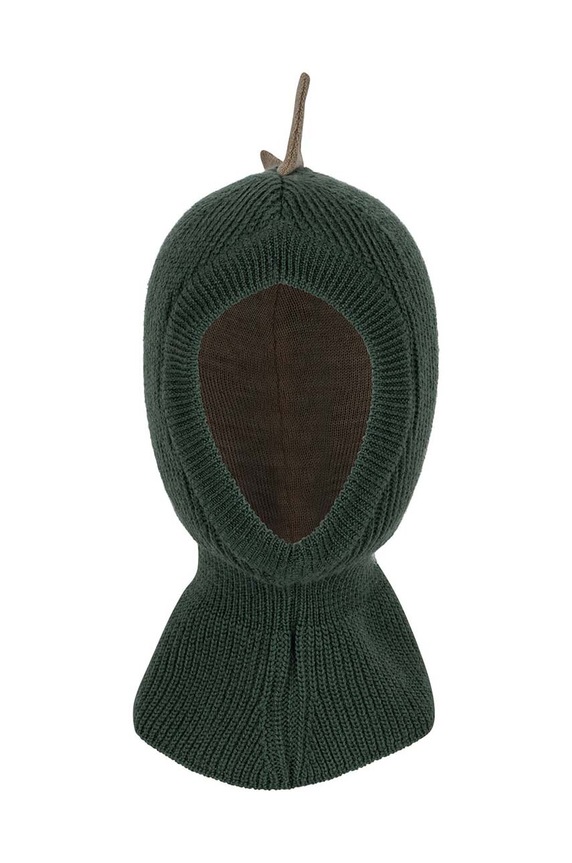 Dětský vlněný nákrčkník Konges Sløjd ANIMAL BALACLAVA zelená KS101211