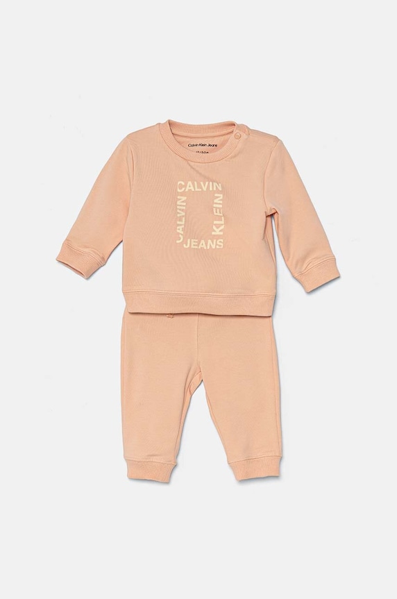 Trenirka za bebe Calvin Klein Jeans pletivo narančasta IN0IN00213.G.9BYH