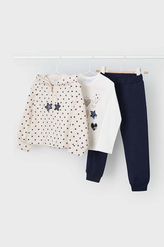 Mayoral komplet dresowy dziecięcy - longsleeve, bluza i spodnie dzianina granatowy 4889.6K.Mini.9BYH