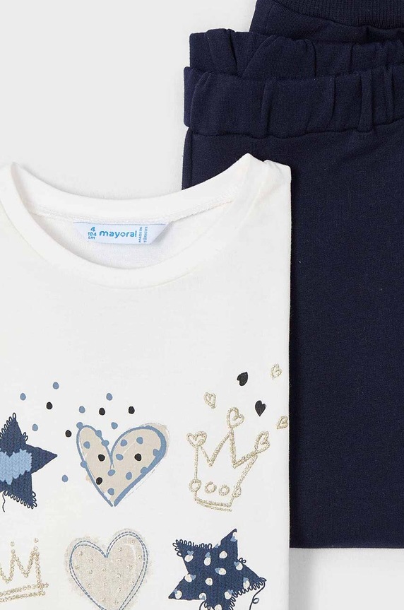 Dziewczynka Mayoral komplet dresowy dziecięcy - longsleeve, bluza i spodnie 4889.6K.Mini.9BYH granatowy