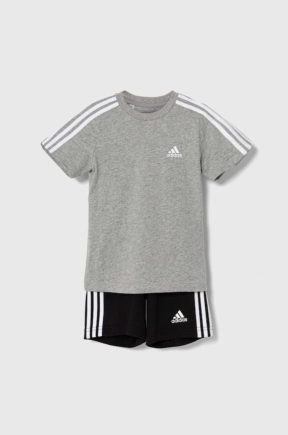 adidas komplet bawełniany dziecięcy I 3S SPORT SET aplikacja szary IY5091