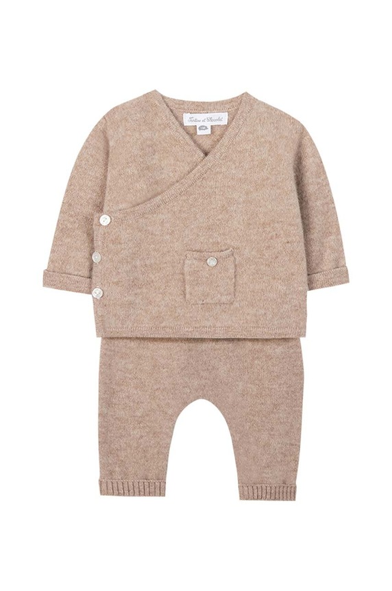 Tartine et Chocolat komplet wełniany niemowlęcy TZ36040.60.74 brązowy AW24