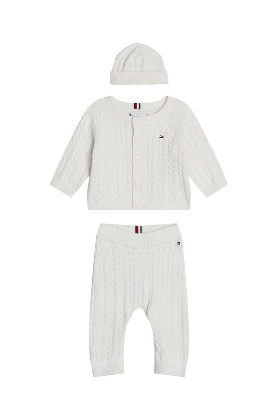 Tommy Hilfiger komplet niemowlęcy z domieszką wełny 3-pack dzianina biały KN0KN01929.9BYH