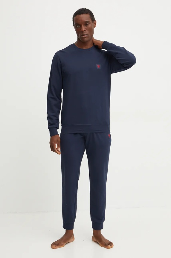 Tepláková súprava Emporio Armani Underwear s elastanom tmavomodrá 111943.4F595