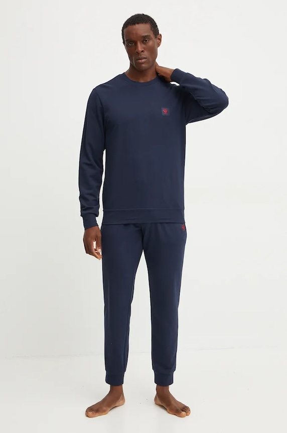 Tepláková súprava Emporio Armani Underwear s elastanom tmavomodrá 111943.4F595