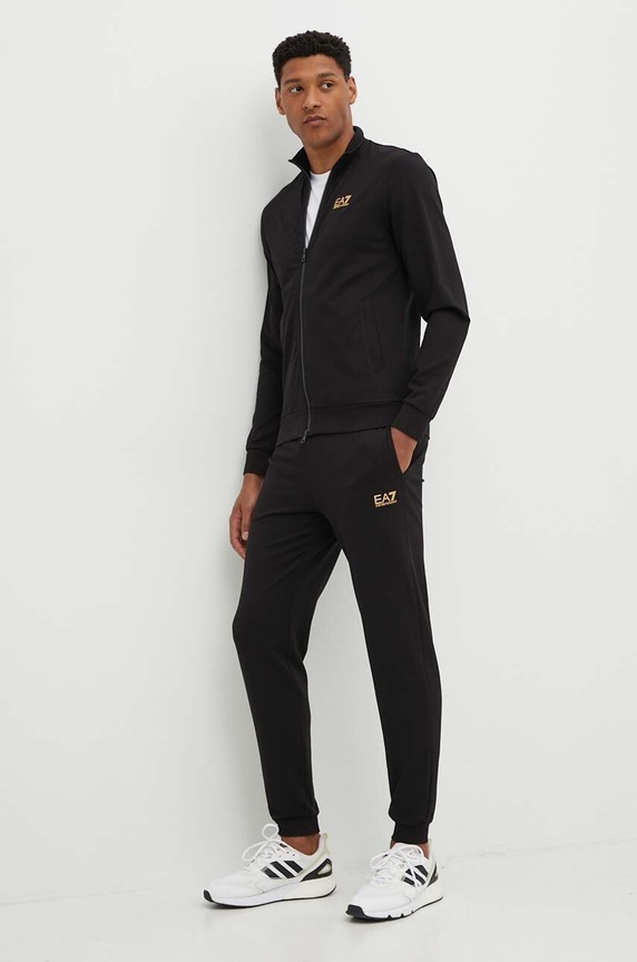 EA7 Emporio Armani trening din bumbac tricotaj negru PJVRZ.8NPV60.0208