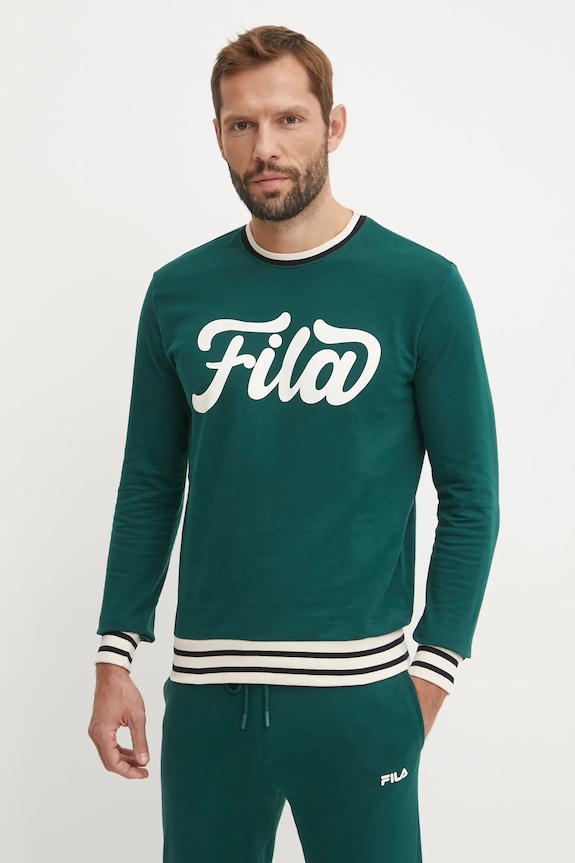 Bavlněná tepláková souprava Fila FPW1198 zelená AW24
