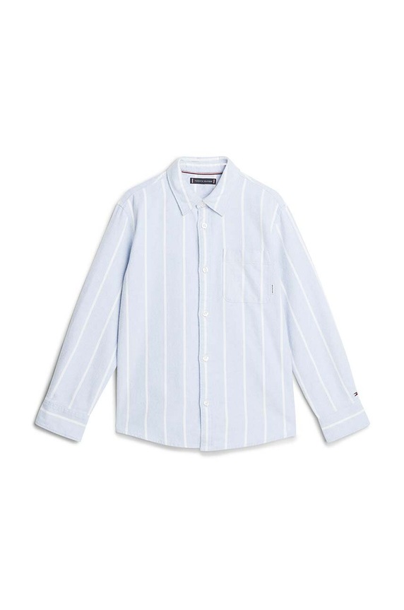 Dětská bavlněná košile Tommy Hilfiger KB0KB09081.9BYH.128.176 modrá AW24