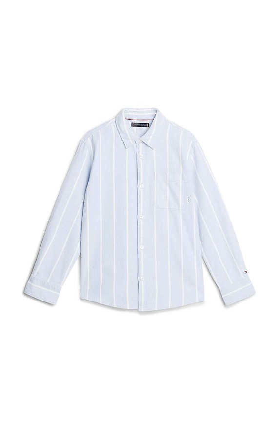Dětská bavlněná košile Tommy Hilfiger KB0KB09081.9BYH.128.176 modrá AW24