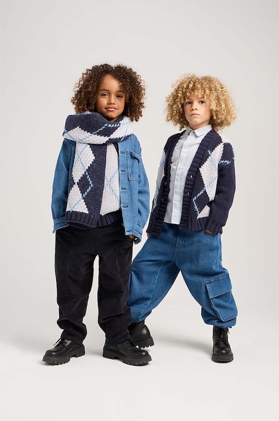 Detská bavlnená košeľa Emporio Armani 6D4CJB.4N8QZ modrá