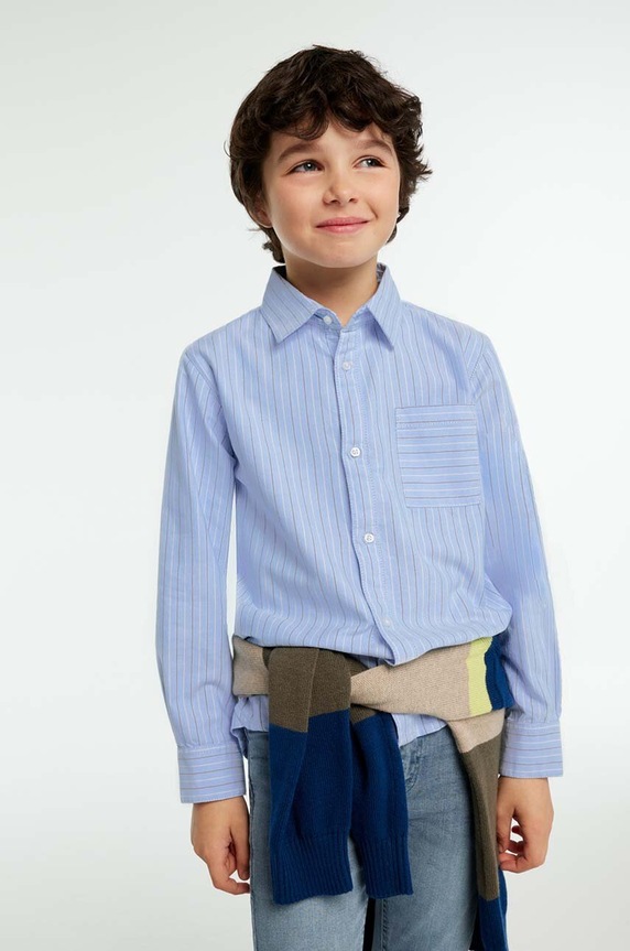 Mayoral koszula bawełniana dziecięca wzorzyste niebieski 7109.7B.Junior.9BYH