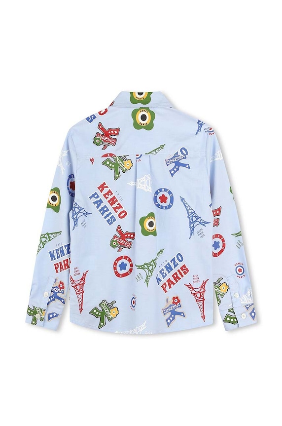 Kenzo Kids koszula bawełniana dziecięca K60806.102.108 niebieski AW24