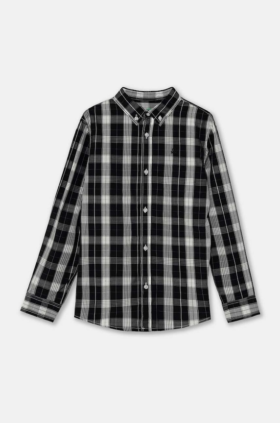 Παιδικό βαμβακερό πουκάμισο United Colors of Benetton casual μαύρο 54AZCQ00R.G.Seaso.9BYH