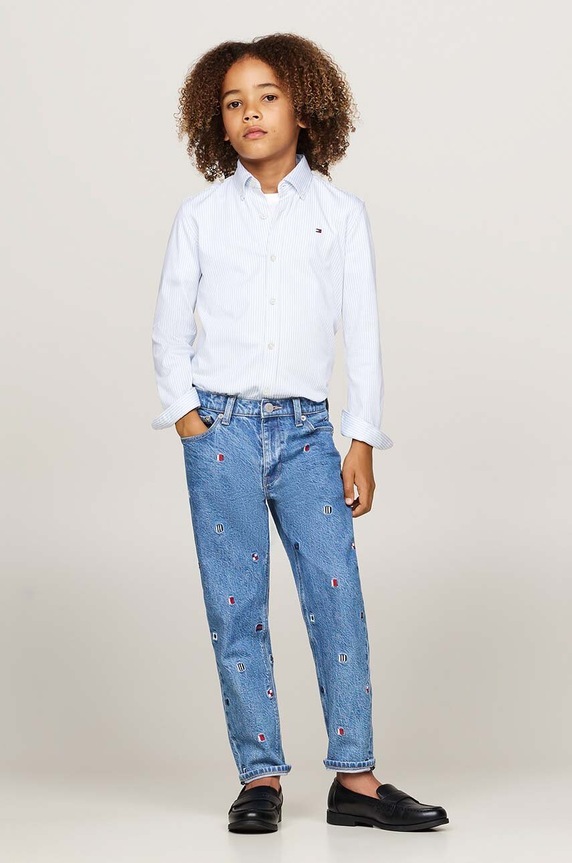 Dětská bavlněná košile Tommy Hilfiger modrá KB0KB09267.9BYH.98.122