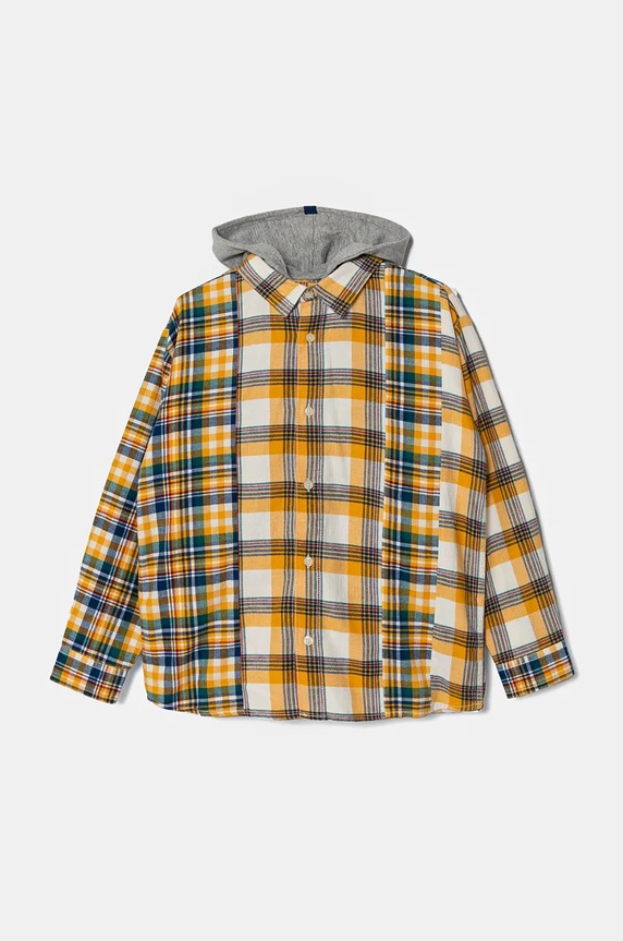 Παιδικό βαμβακερό πουκάμισο United Colors of Benetton casual κίτρινο 5U7ECQ038.G.Seasonal