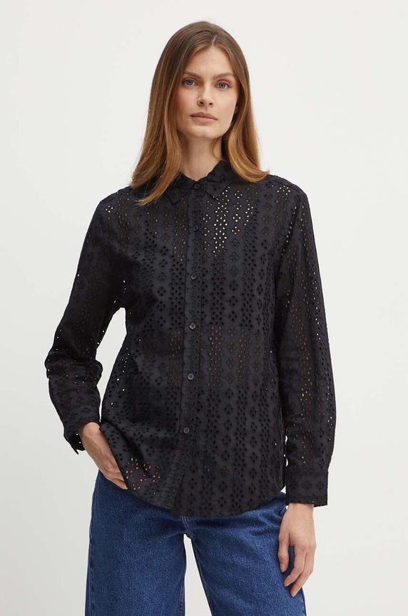 Dkny koszula bawełniana bawełna czarny DJ4W2004