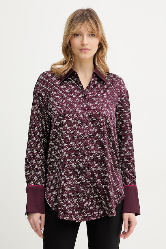 Guess cămașă ALEXANDRA burgundia W4YH47.WF1T2