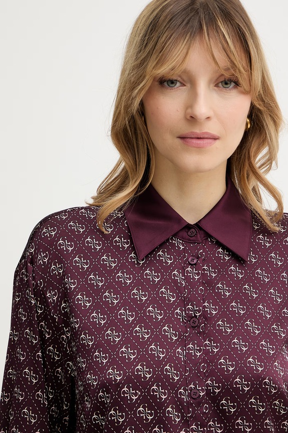 Guess cămașă ALEXANDRA burgundia W4YH47.WF1T2