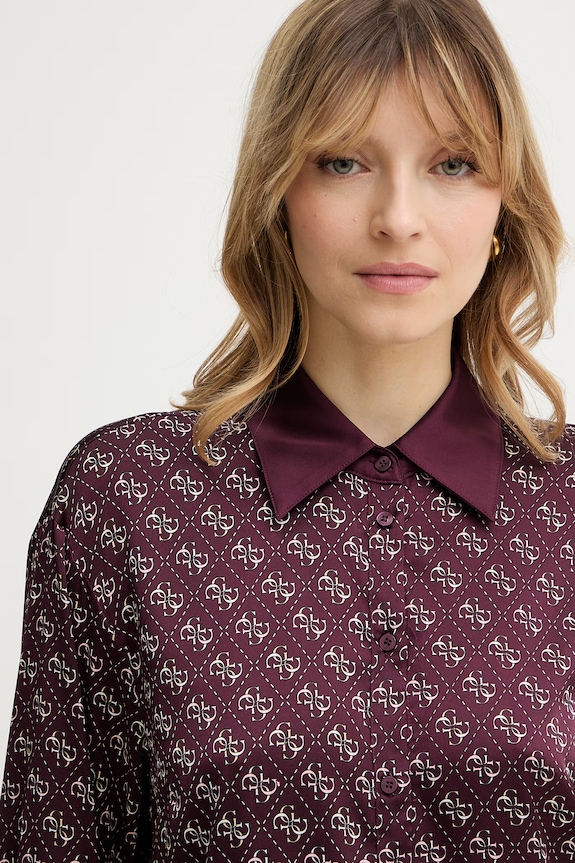 Guess cămașă ALEXANDRA burgundia W4YH47.WF1T2