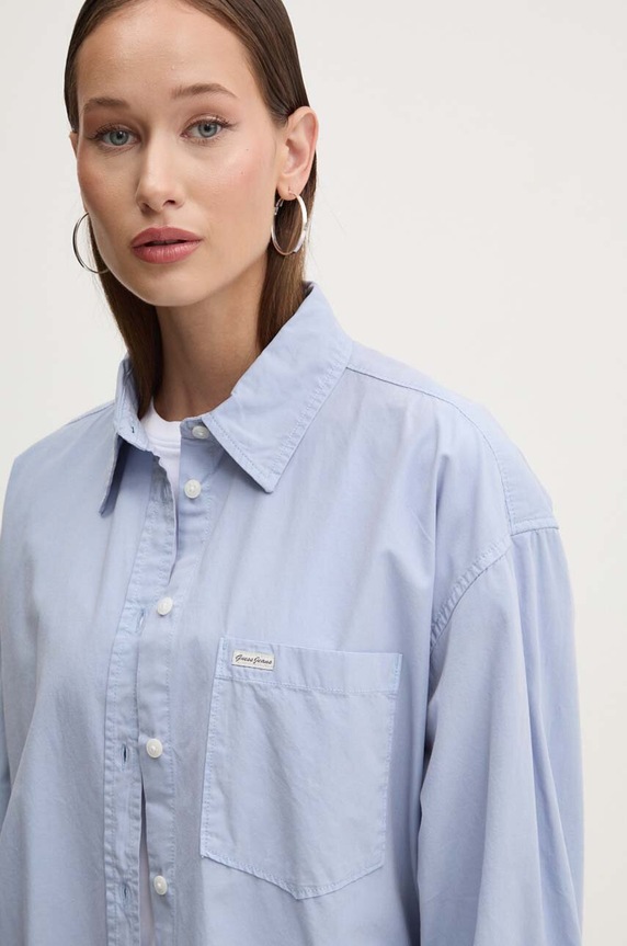 Βαμβακερό πουκάμισο Guess Jeans μπλε W4YH22.WGCF1