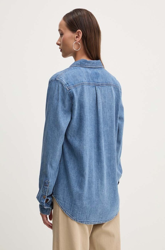 Ρούχα Τζιν πουκάμισο Guess Jeans W4YH37.D5EI2 μπλε