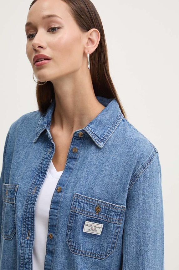 Τζιν πουκάμισο Guess Jeans μπλε W4YH37.D5EI2