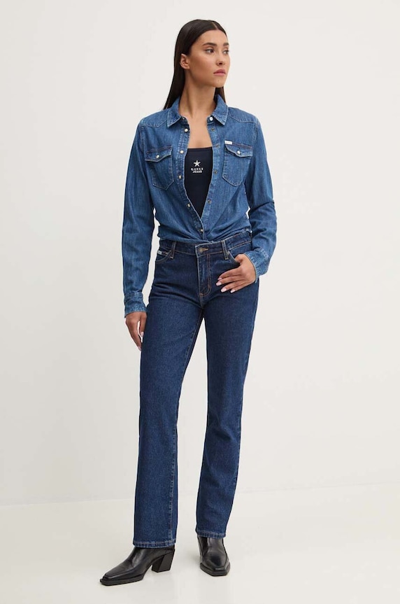 Džínová košile Guess Jeans W4YH35.D5EI3 modrá SS26